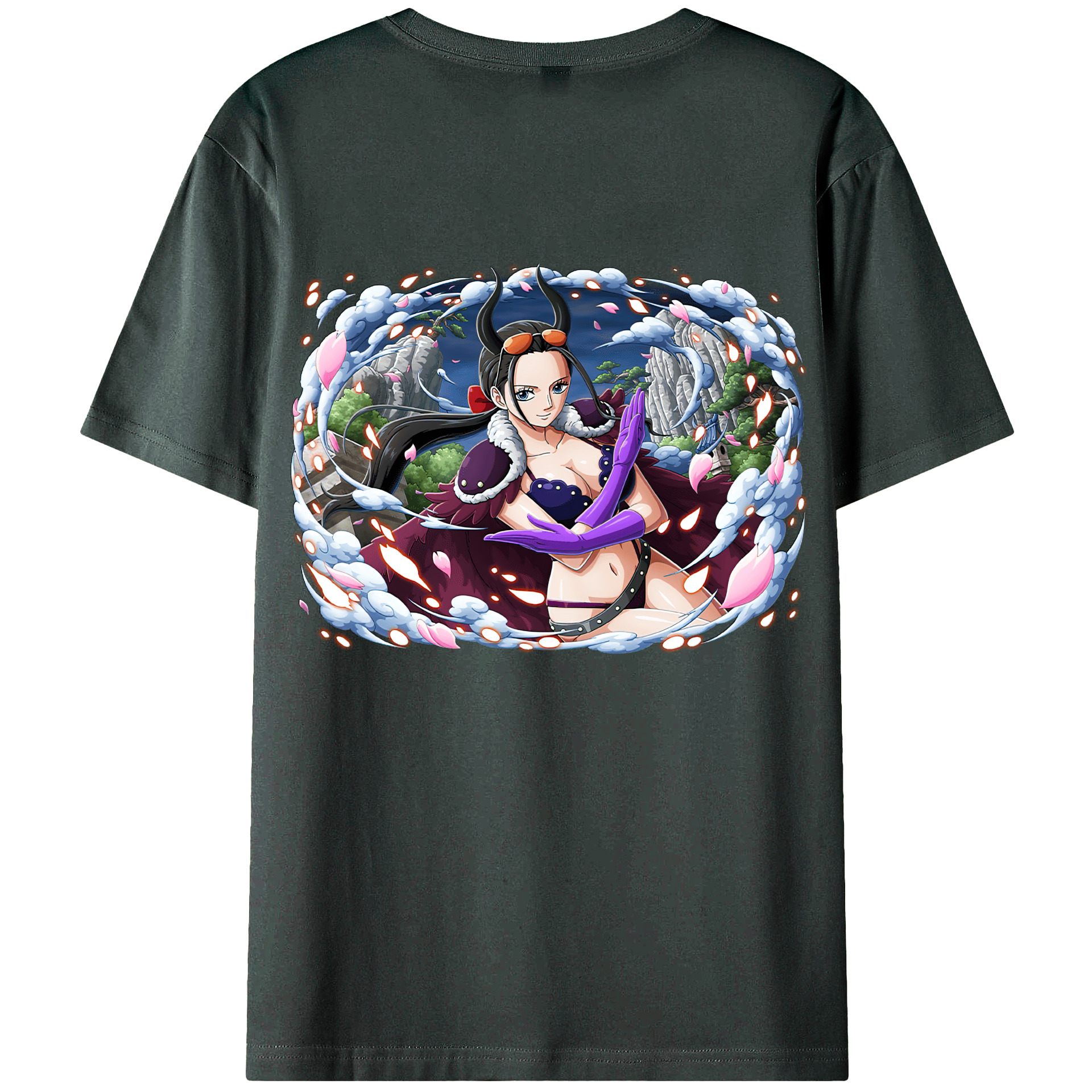 ワンピース ニコ・ロビン ONE PIECE Nico Robin 綿100％ メンズ半袖Tシャツ（バックプリント） 通気性
